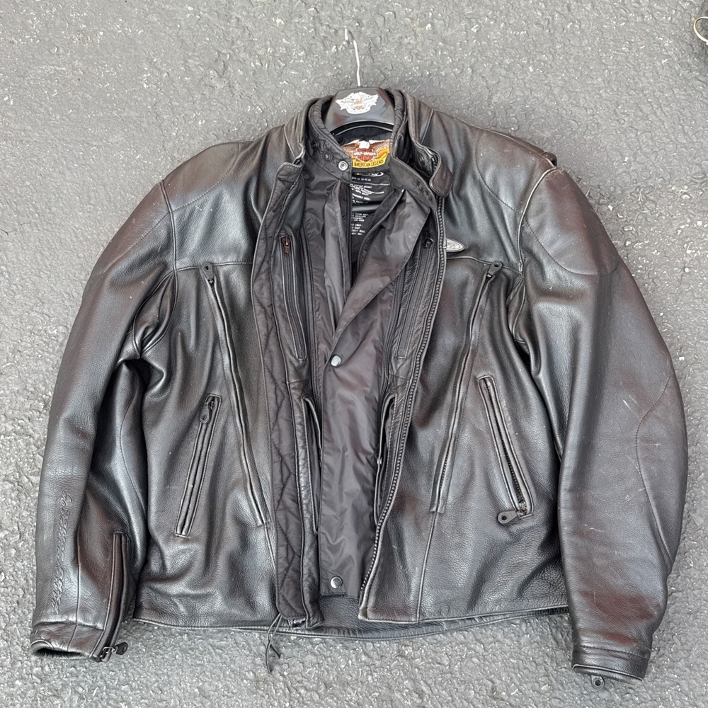 Harley-Davidson FXRG Black Leather Motorcycle Jacket, Size L